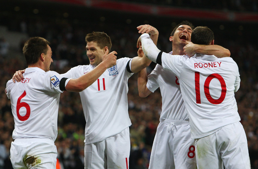 (l-r) John Terry, Steven Gerrard, Frank Lampard and Wayne Rooney